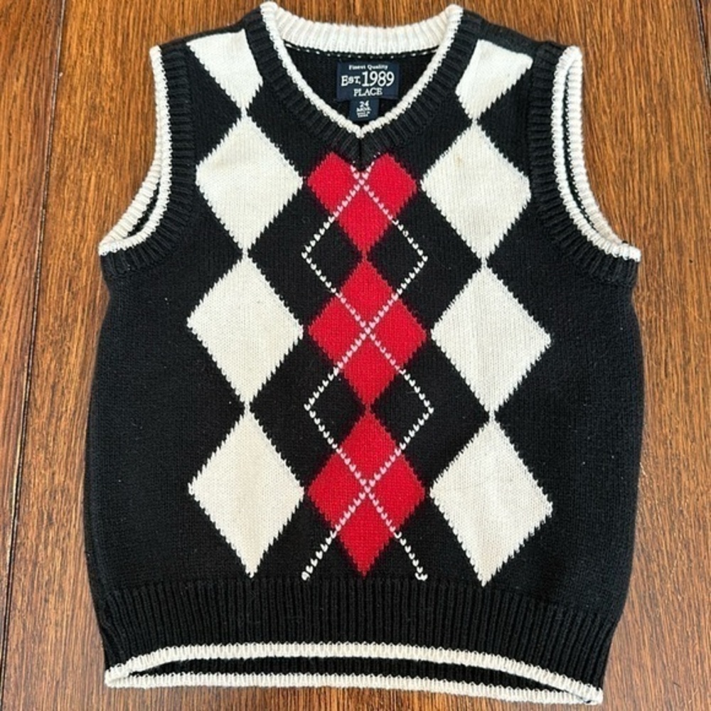 Boy’s 1989 Place retro children’s argyle sweater vest size 24M